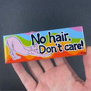 Funny Sphynx Cat Magnet, Handmade Pet Portrait Art Gift 1.5x4.5”